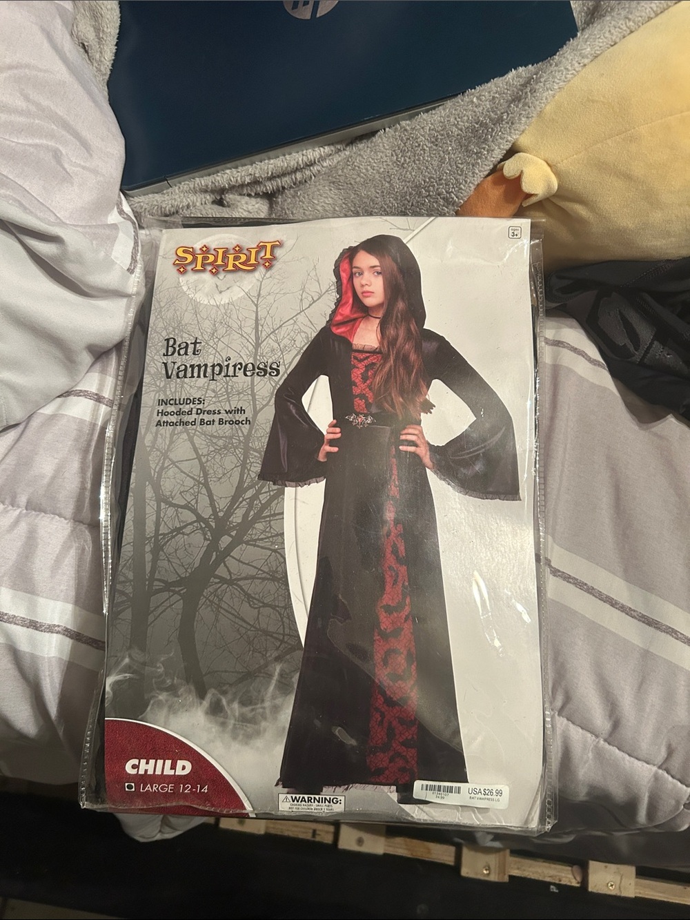 Spirit Black and Red Bat Vampiress Hooded Dress